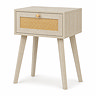 angled cut out image of natural rattan 1 drawer bedside table