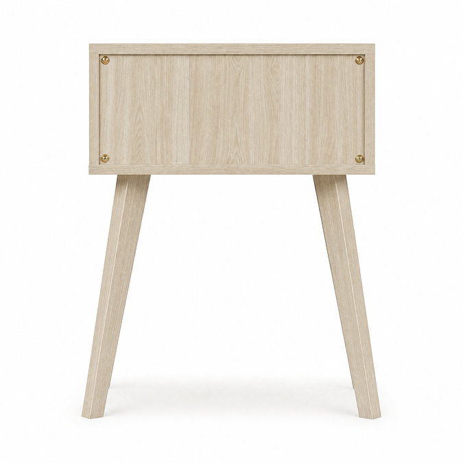 back facing cut out image of natural coloured 1 drawer bedside table