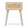 front on cut out image of natural coloured 1 drawer nightstand with rattan front