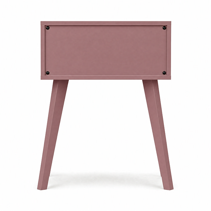 back facing cut out image of clay pink nightstand with 1 drawer