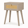 angled cut out image of taupe 1 drawer nightstand with rattan front
