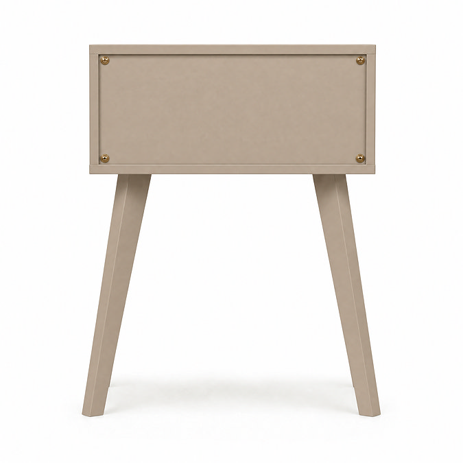 back facing image of taupe coloured nightstand