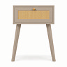 front on cut out image of taupe 1 drawer nightstand