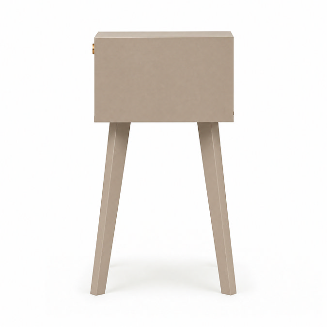 side on cut out image of taupe 1 drawer nightstand