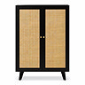 front on cut out image of black rattan sideboard