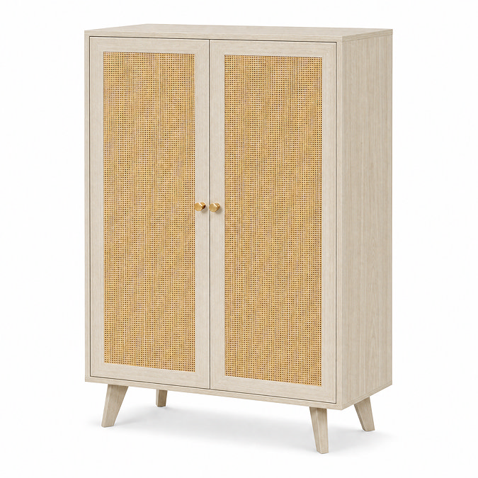 angled cut out image of natural two door rattan fronted sideboard