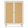 front on cut out image of natural coloured two door sideboard with rattan