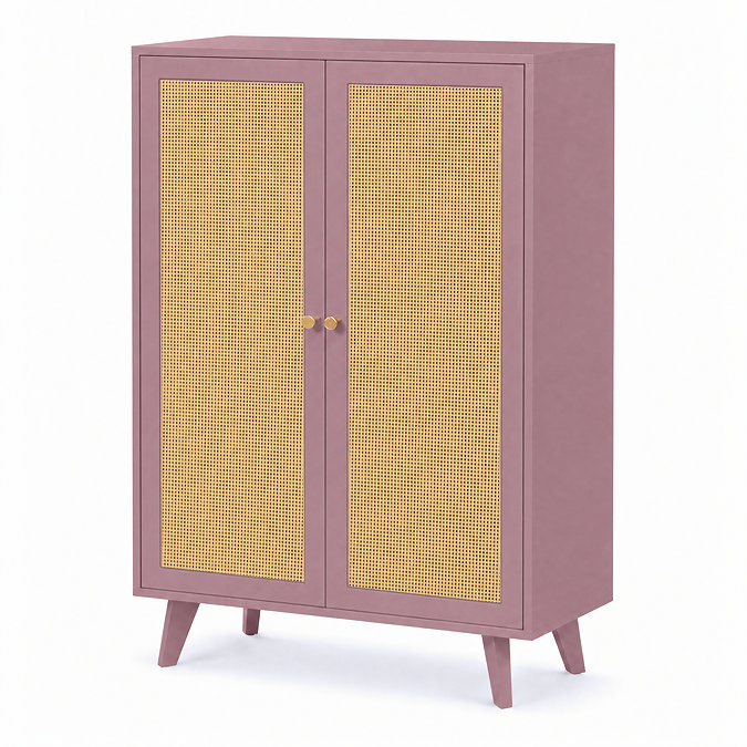 angled cut out image of rattan two door tall sideboard