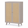angled cut out image of taupe 2 door sideboard with rattan fronts