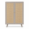 front on cut out image of taupe rattan fronted 2 door tall sideboard