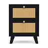 front on cut out image of 2 drawer bedside table with rattan