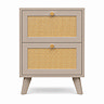 front on cut out image of 2 drawer taupe rattan fronted bedside table