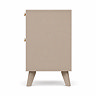 cut out image of taupe 2 drawer bedside table with rattan fronts