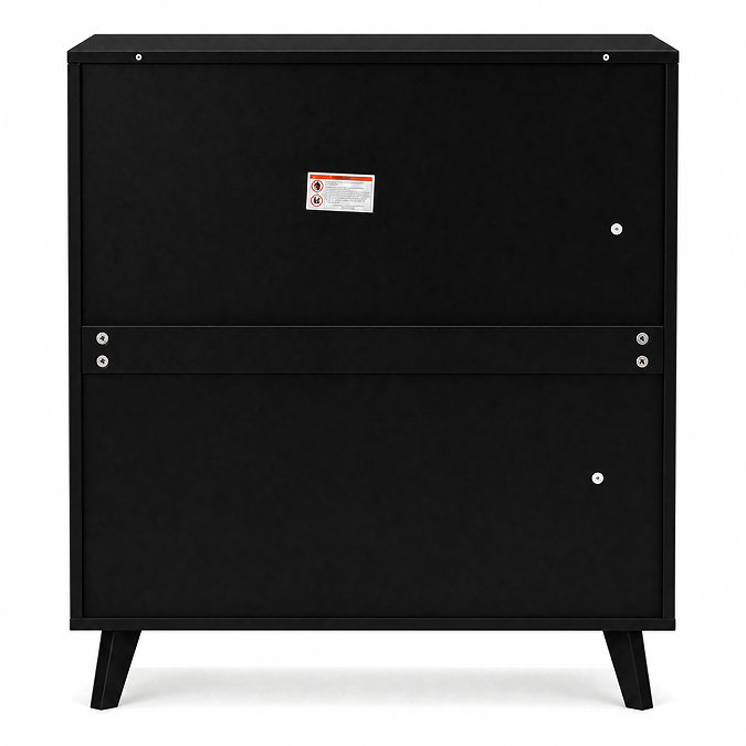 back facing image cut out of black three drawer chest