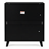 back facing image cut out of black three drawer chest
