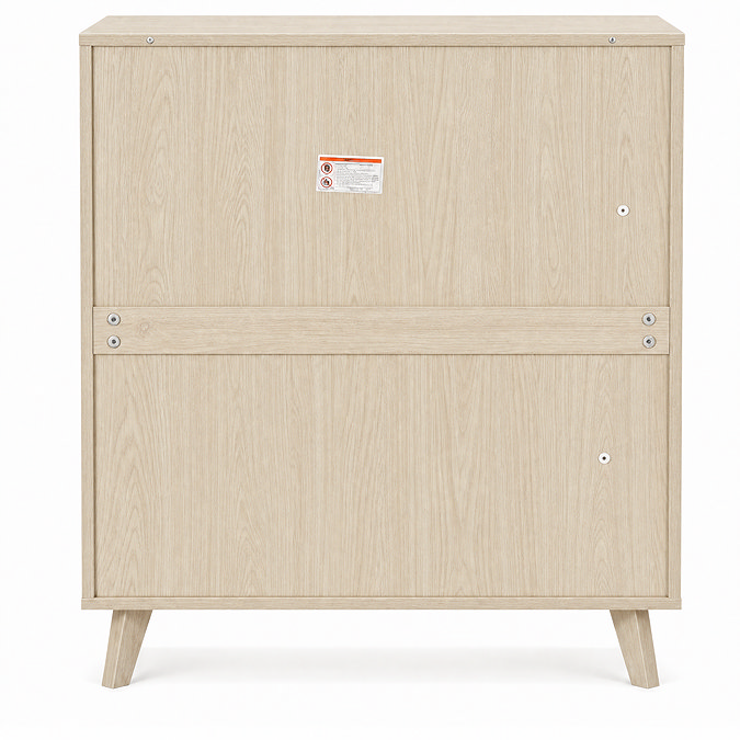 cut out back facing image of natural three drawer chest
