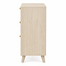 side on cut out image of natural three drawer chest with rattan fronts
