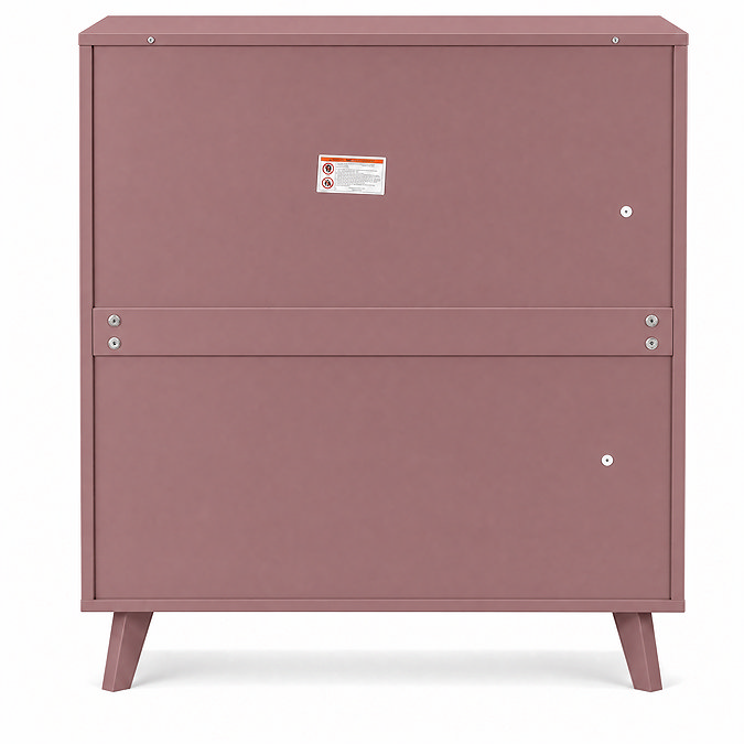 cut out back facing image of three drawer pink clay chest