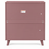 cut out back facing image of three drawer pink clay chest