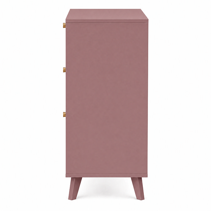 side on cut out image of pink clay three drawer chest