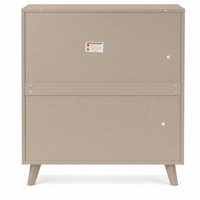 back facing cut out image of taupe three drawer chest
