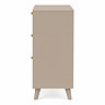 side on cut out image of taupe coloured three drawer chest