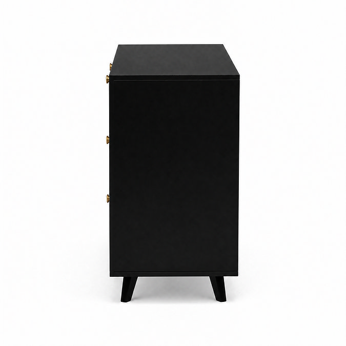 cut out side on image of black six drawer chest