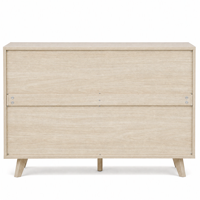 back facing cut out image of natural coloured six drawer chest
