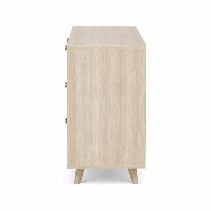 side on cut out image of natural six drawer chest