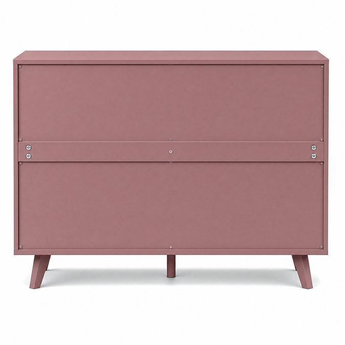 back on cut out image of pink clay six drawer chest
