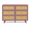 front on cut out image of pink clay rattan six drawer chest