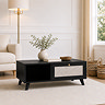 image of black rattan coffee table with right hand drawer