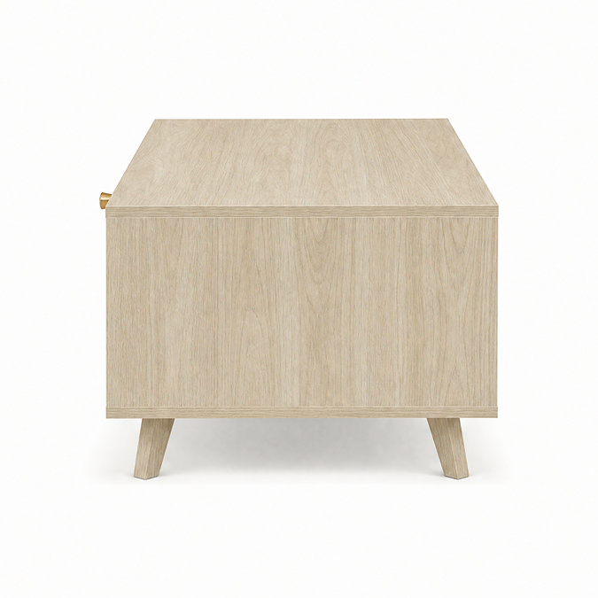 side on cut out image of natural rattan coffee table
