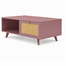 angled cut out image of pink clay rattan coffee table