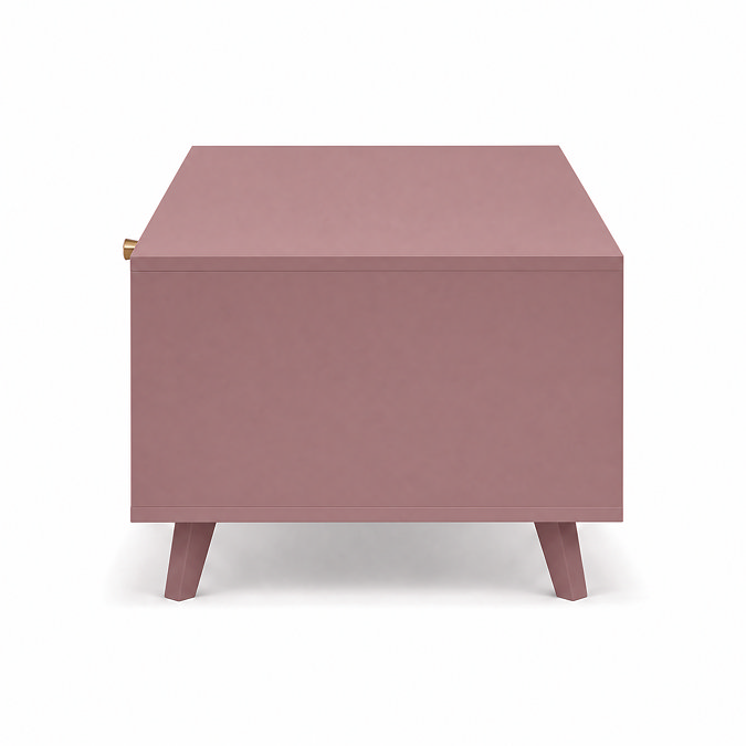 side on cut out image of pink clay rattan coffee table