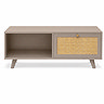 front on cut out image of taupe coffee table with right hand rattan drawer