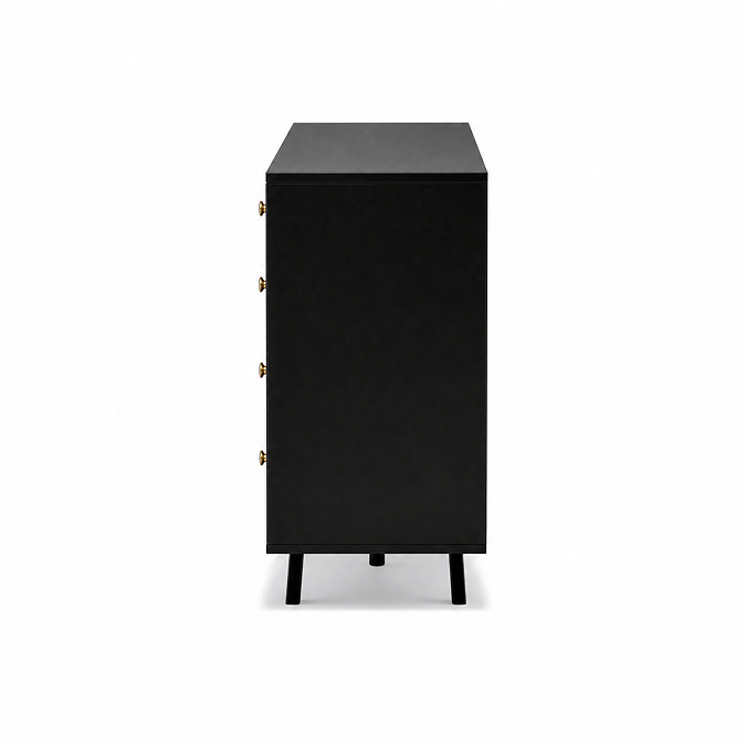 side on cut out image of black three drawer sideboard
