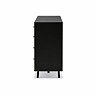 side on cut out image of black three drawer sideboard