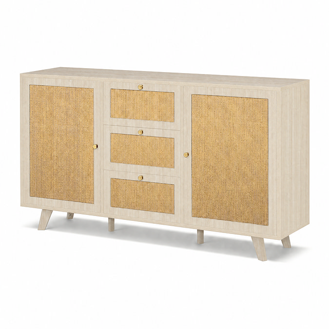 angled cut out image of three drawer sideboard in natural