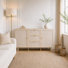 image of natural coloured rattan three drawer sideboard in living room