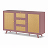 angled cut out image of pink clay coloured sideboard with rattan front