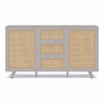 front on cut out image of taupe three drawer sideboard