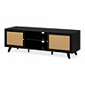 angled cut out image of rattan large tv unit in black