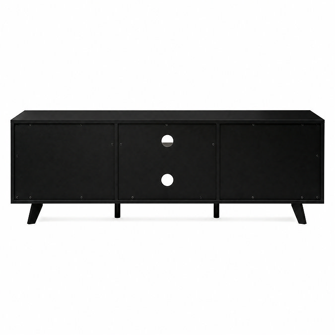 reverse cut out image of back of black tv unit