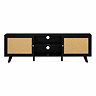 front on cut out image of rattan large tv unit in black