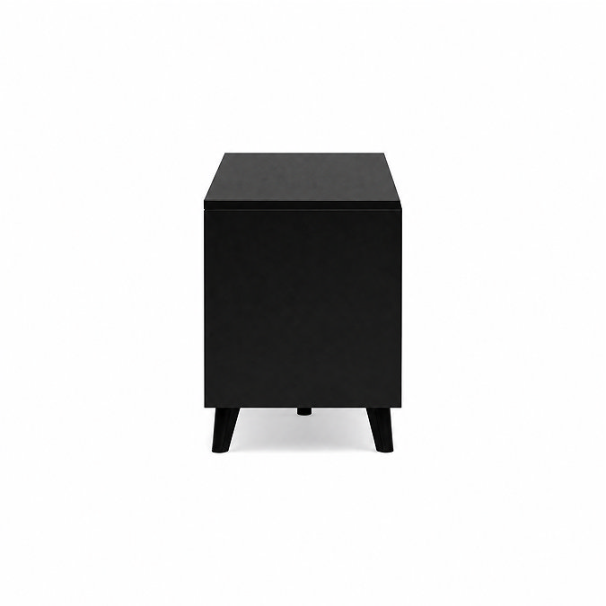 side on cut out image of black rattan tv unit