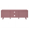 reverse cut out image of large rattan tv unit in clay pink