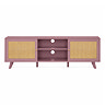 front on cut out image of pink clay coloured tv unit with rattan doors