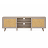 front on cut out image of taupe tv unit with rattan doors