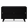 reverse cut out image of black small tv unit